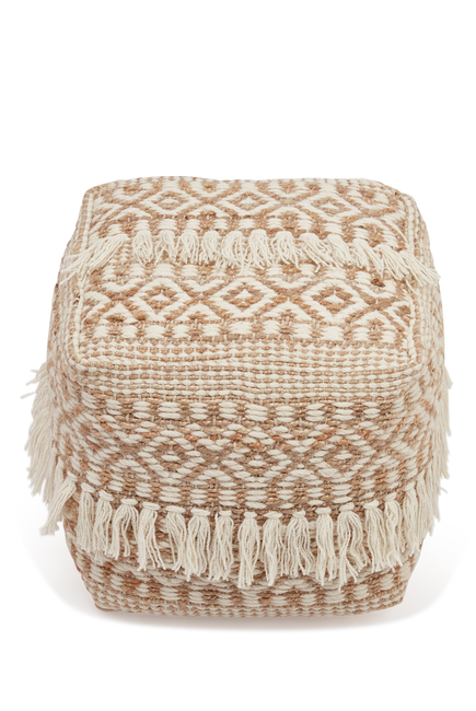 Embroidered Tassel Pouf
